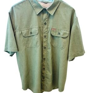 Orvis Mens XL Sage Green Short Sleeve Button Down Fishing Hiking Utility Shirt